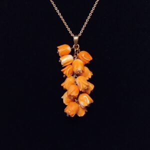 Carved Coral Tulip Cluster Pendant