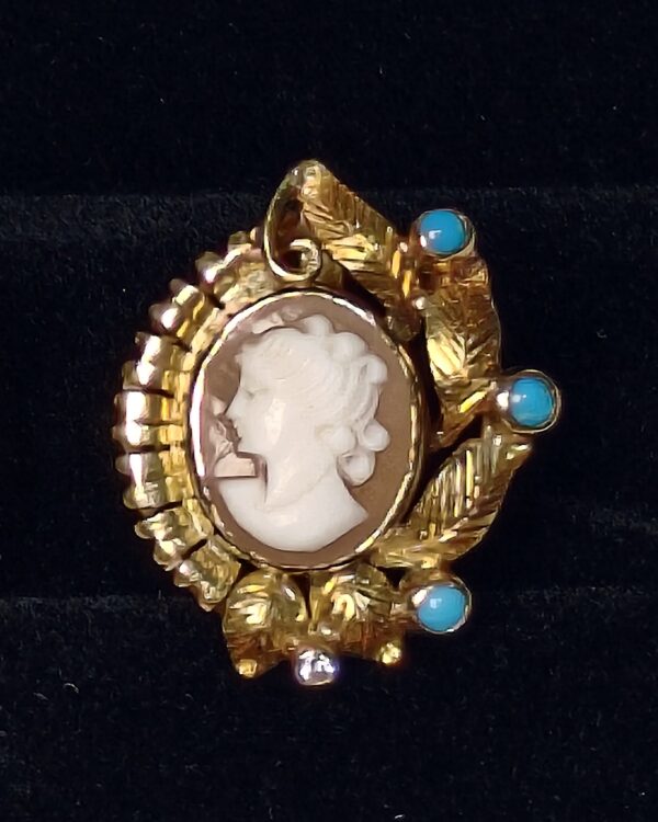 Cameo Earrings with Turquoise Accents - Image 2