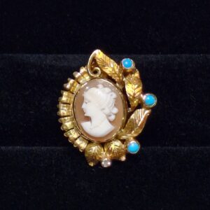 Cameo Earrings with Turquoise Accents