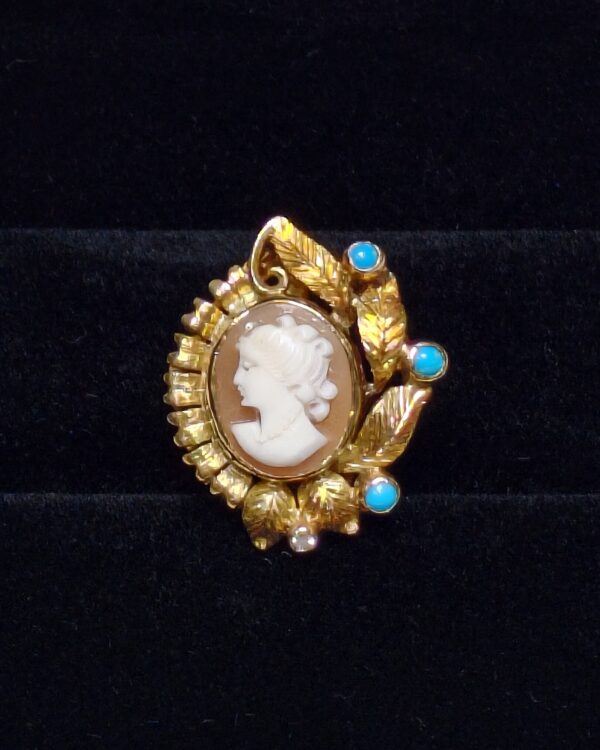 Cameo Earrings with Turquoise Accents